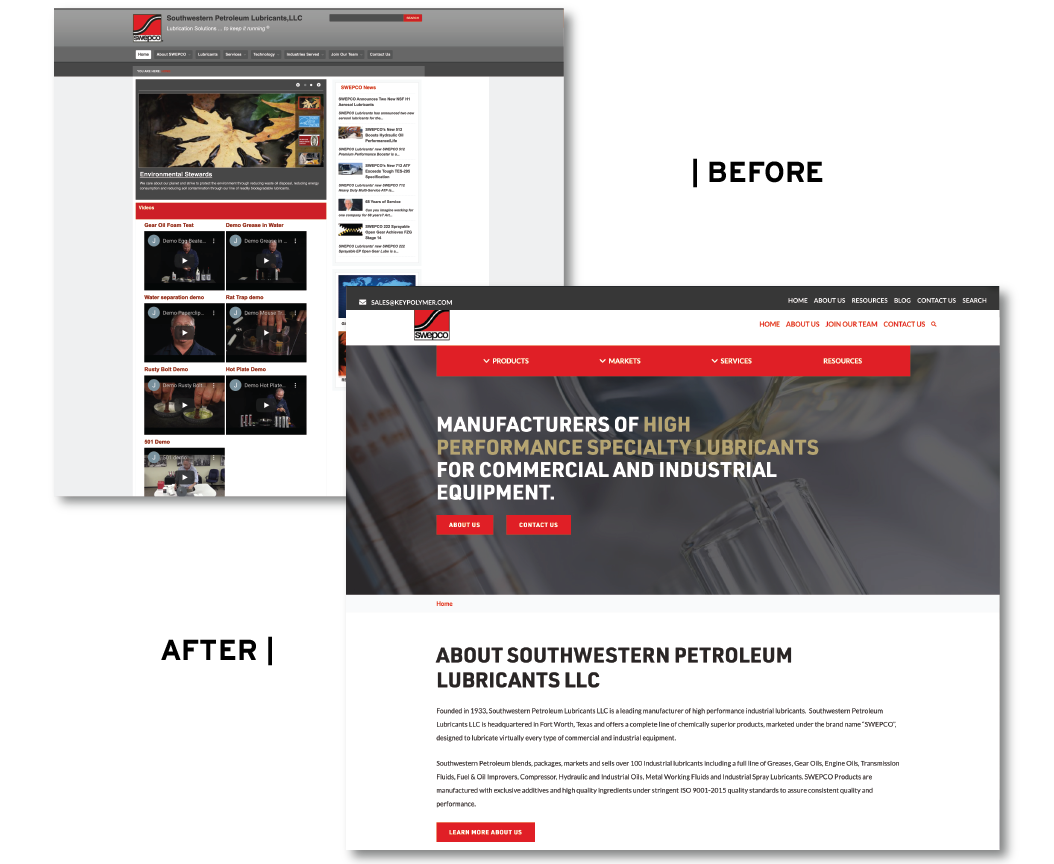 Before and after website redesign.