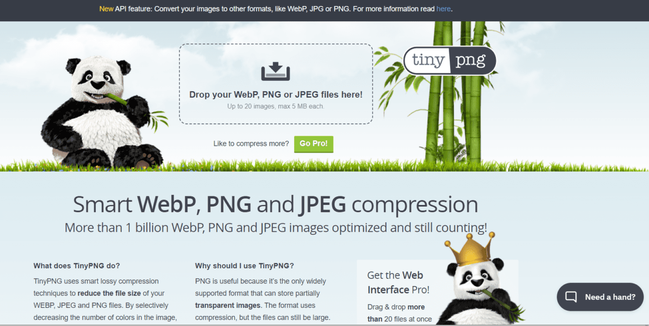 Screenshot of Tiny PNG image optimization application.