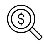 Paid search icon - magnifying glass with dollar sign in center.