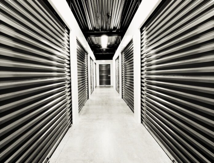 Interior hallway view of a storage facility.