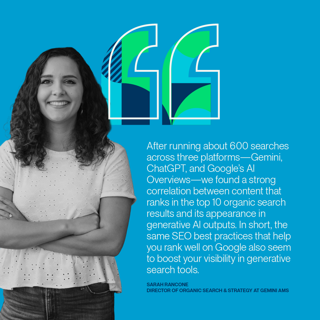 Quote from Sarah Rancone, organic search director.