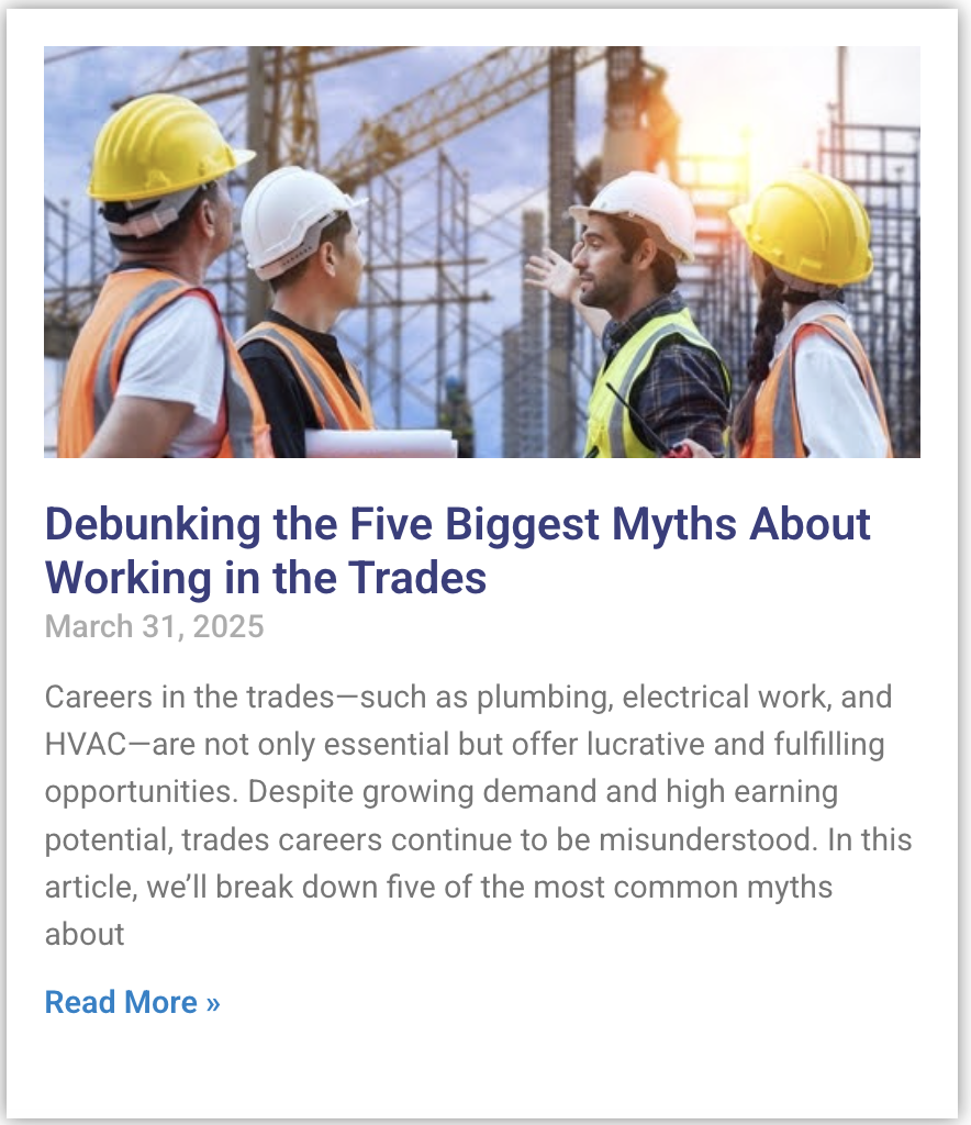 Hero image of biggest myths blog from Explore The Trades.
